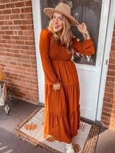 Load image into Gallery viewer, Rust Smocked Maxi Dress