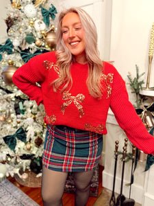 Gold Glistening Bow Sweater