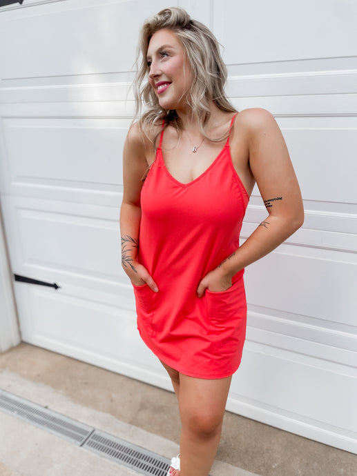 Sporty Era Romper Dress - Blood Orange