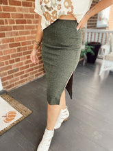 Load image into Gallery viewer, Out of My League Ribbed Midi Skirt - Olive