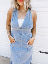 Load image into Gallery viewer, Laid Back Denim Jumper Dress