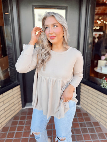 Preppy Girl Peplum | Sand