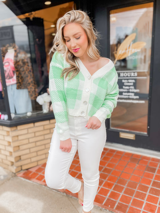 Feeling lucky spring checkered cardigan