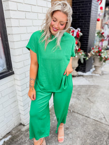 Penelope Ribbed Set | Dolman Sleeve | Kelly Green
