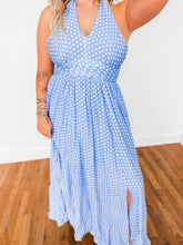 Load image into Gallery viewer, Dotty Darling Halter Dress | Blue