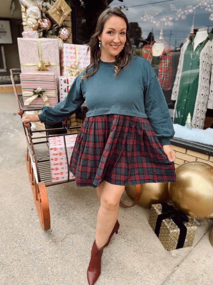 Kristi Plaid Dress | Forest Green