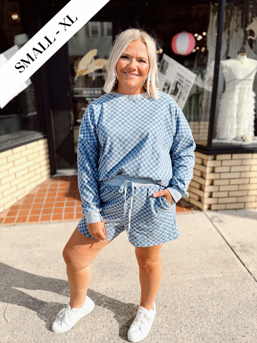 Checked Out Set | Denim Blue
