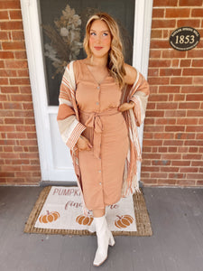 Fall Awaits Midi Dress - Camel