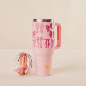 Blushing Bows Flip Straw Tumbler