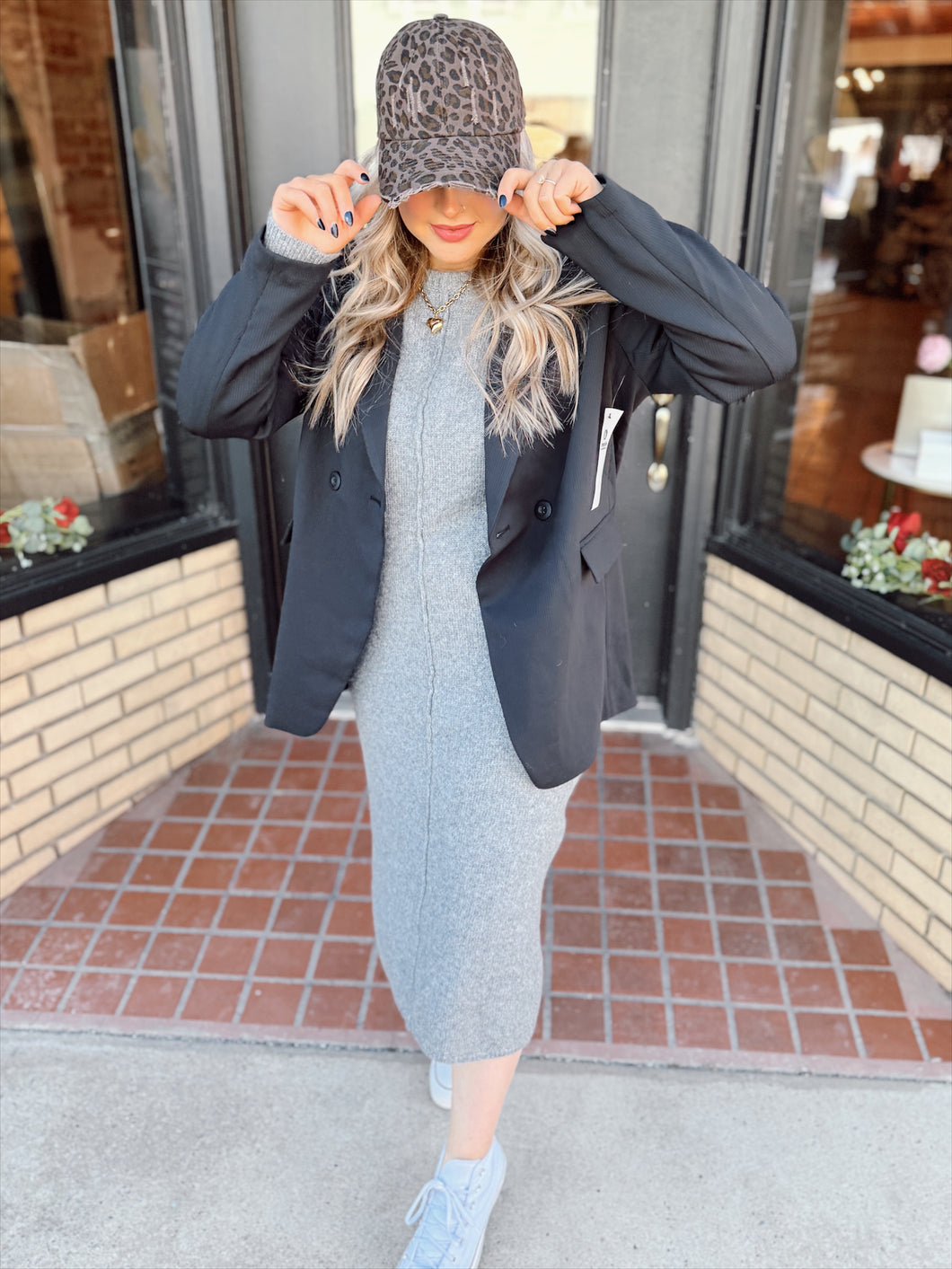 Everyday Coffee Runs Sweater Dress - Charcoal