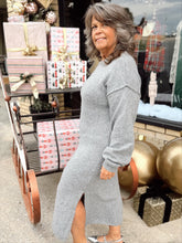 Load image into Gallery viewer, Everyday Coffee Runs Sweater Dress - Charcoal