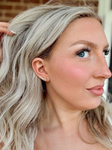 Brass Feather Ear Climber Earring