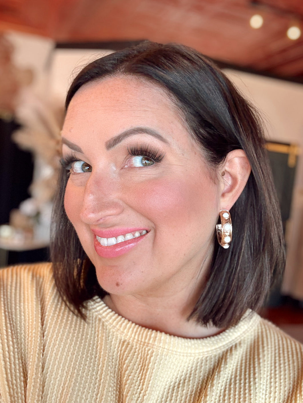 Bubbled Up Hoop Earrings | Ivory