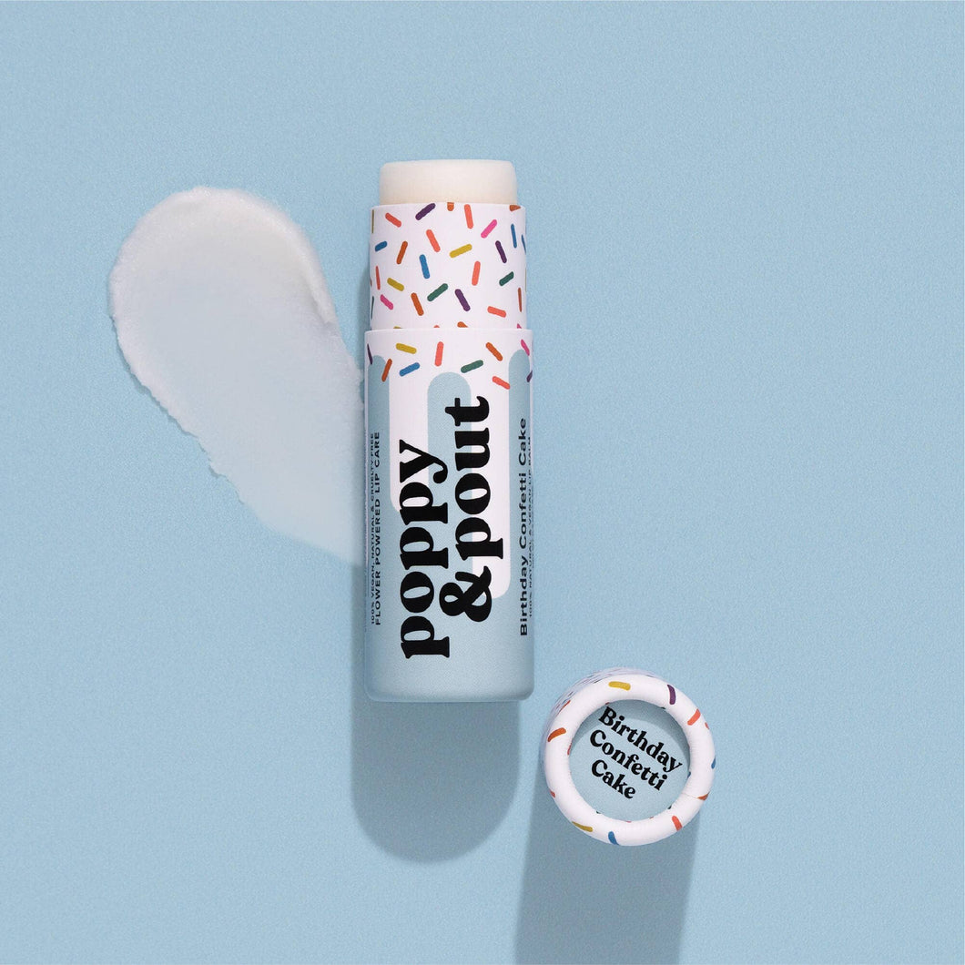 Poppy & Pout - Lip Balm, Birthday Confetti Cake, Blue
