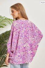 Load image into Gallery viewer, Andrée by Unit - PLUS SIZE Bold Bright Printed Blouse: Orchid / 2X