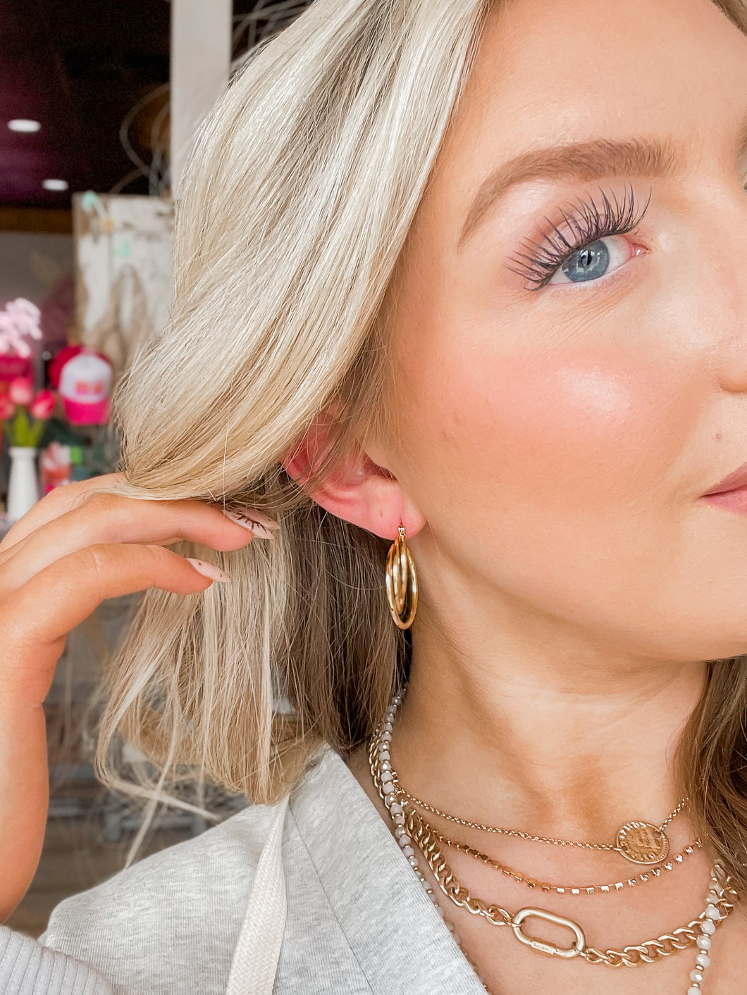 Triple Hoop Gold Earrings