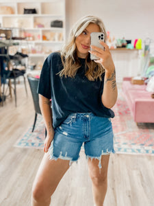 Just Keep Smiling Oversized Tee - Black