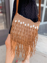 Load image into Gallery viewer, Straw Weave Puka and Fringe Side Bag