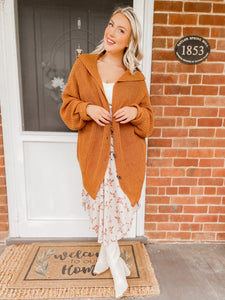 Carefree Button Up Cardigan -  Brown Sugar