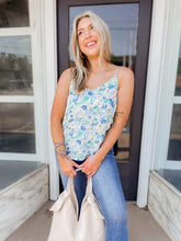 Load image into Gallery viewer, Bubbly Brunch Floral Tank - Blue