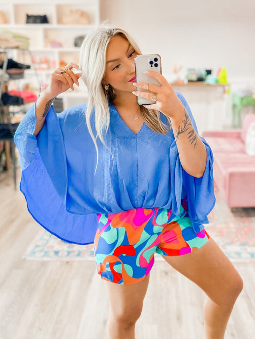 Ocean Side Satin Cape Top