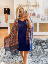 Load image into Gallery viewer, Touch of Morroco Tapestry Kimono - Navy