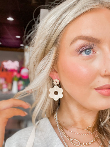 Double Daisy Earrings - Gold