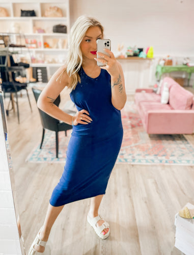 Plane To Catch Tank Dress - Navy