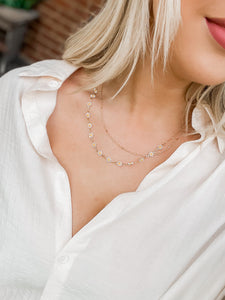 Field of Flowers Layered Necklace - White
