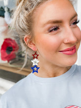 Load image into Gallery viewer, Red White &amp; Blue Star Earrings