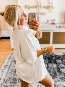 Just Keep Smiling Oversized Tee - White