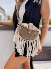 Load image into Gallery viewer, Cotton Linen Fringe Sling Bum Bag - Taupe