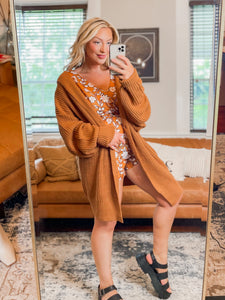 Carefree Button Up Cardigan -  Brown Sugar