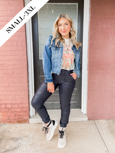 Foil Printed High-Waisted Joggers