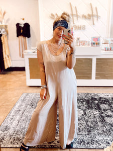 Daphne Scoop Neck Jumpsuit - Mocha