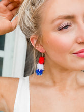 Load image into Gallery viewer, Red White and Blue Pom Pom Earring