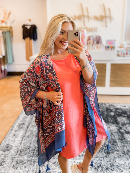 Touch of Morroco Tapestry Kimono - Navy
