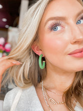 Load image into Gallery viewer, Wooden Hoop Earring - Green