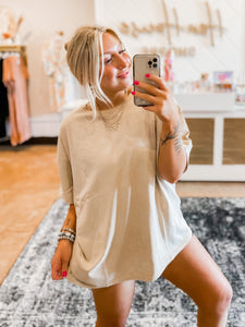 Just Keep Smiling Oversized Tee - Latte