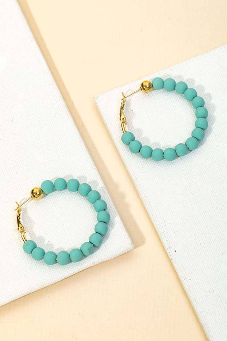 Mint Ball Beaded Hoop Earrings