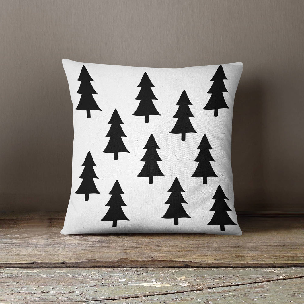 Christmas Forest Black Trees pillow