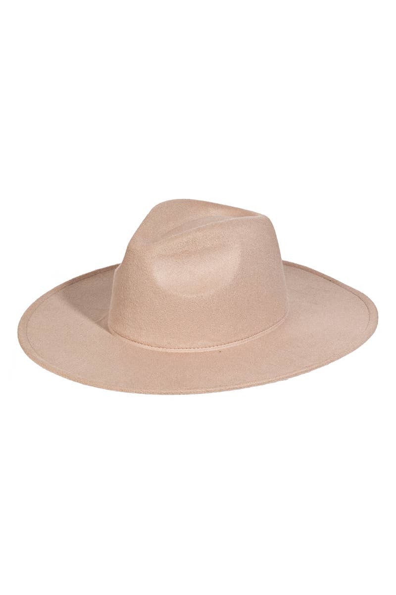 Flat Brim Fedora Fashion Hat in taupe