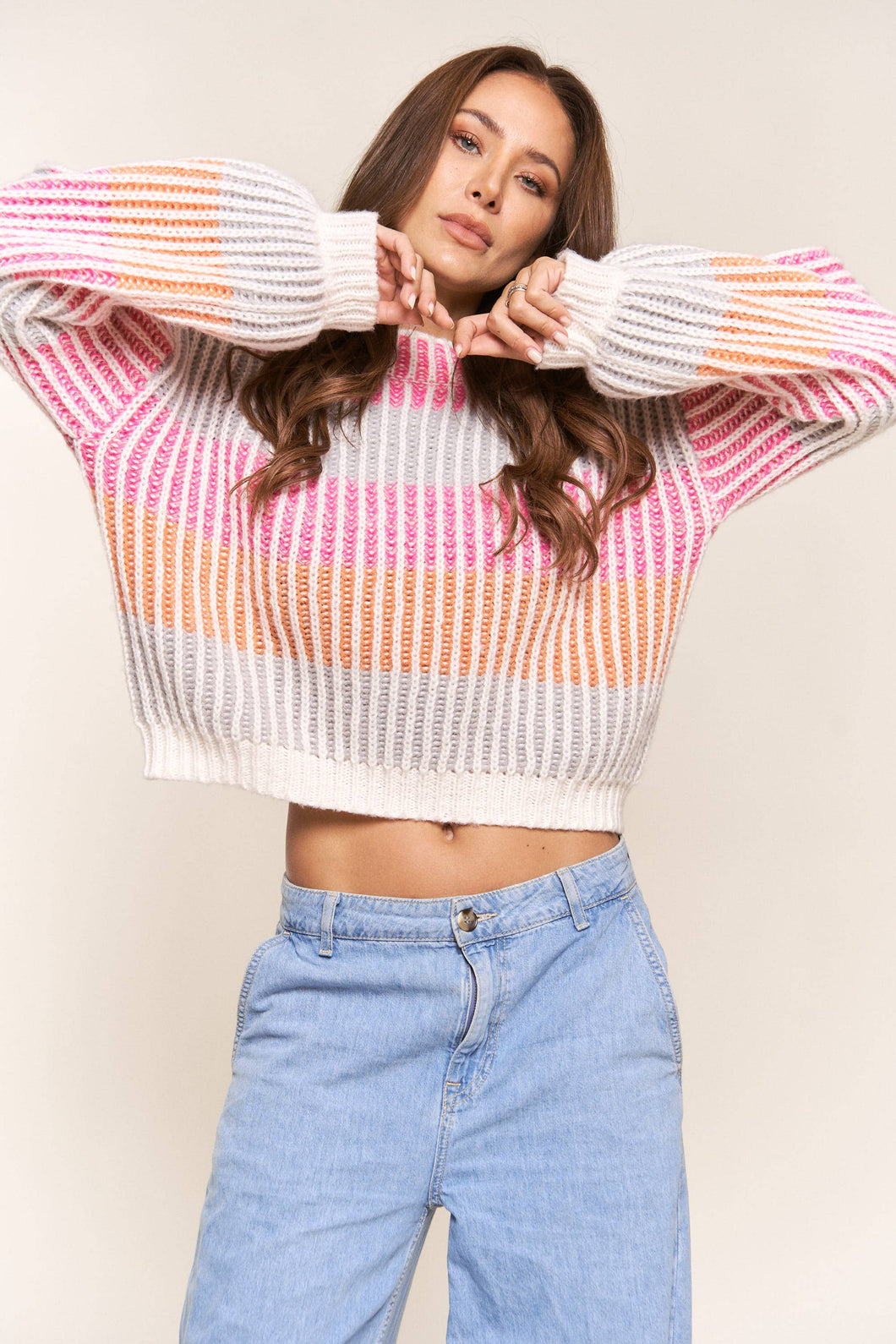 J.NNA - Multi Color Relaxed Fit Sweater Top