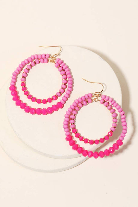 Beaded Circle Layered Drop Earrings
