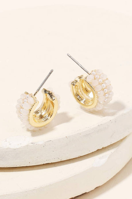 Mini Beaded Hoop Earrings