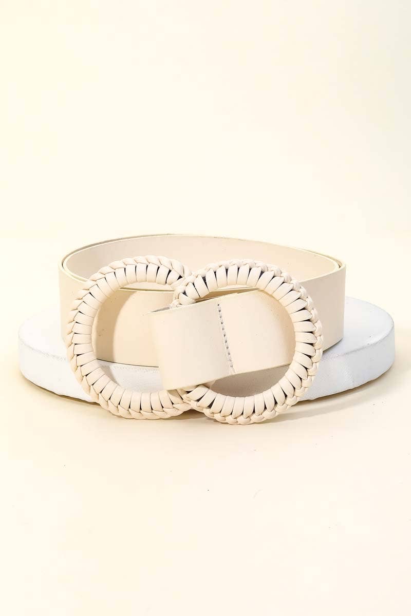 Ivory Double Ring faux leather Belt