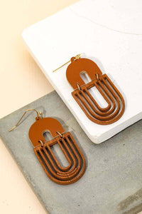 Brown Wooden Arch Drop Earrings