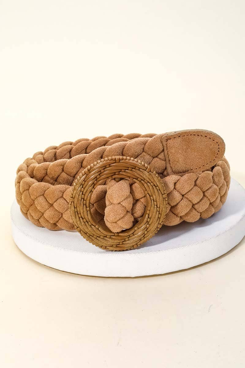 Braided Boho Chic Circle Buckle Belt