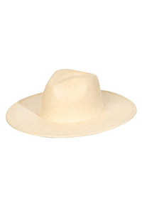 Flat Brim Fedora Fashion Hat in cream