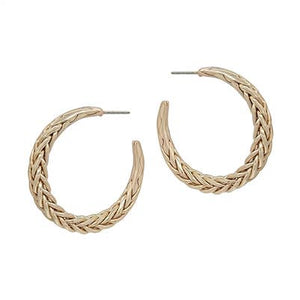 Gold Braided Hoop Earrings